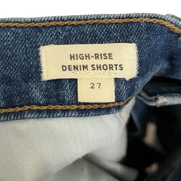 Madewell High-Rise Denim Shorts Burke Wash Button-Front Cut Off Raw Hem Size 27 - Picture 3 of 9